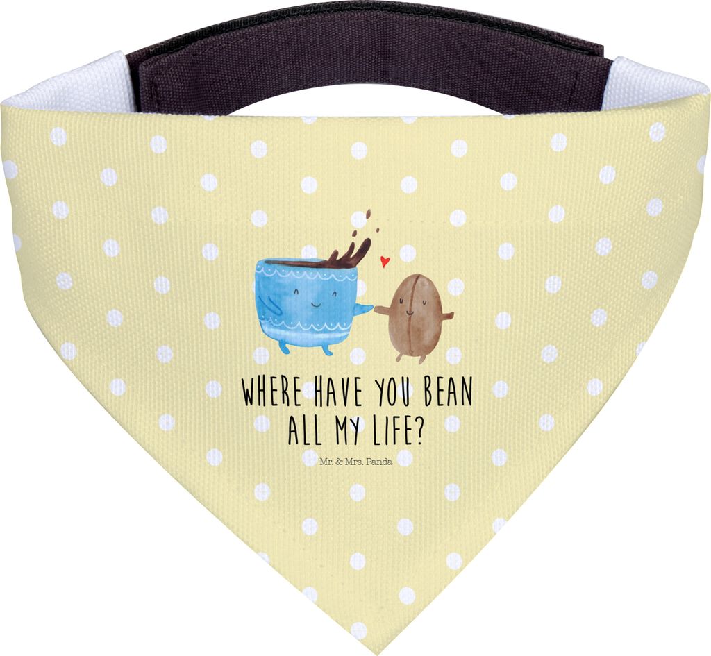 Mr. & Mrs. Panda Halstuch Hund Kaffee Bohne - Gelb Pastell - Geschenk, Hundehalstuch, Glück, Lustige Sprüche, Tuch, Für Hunde, Zufriedenheit, Ge...