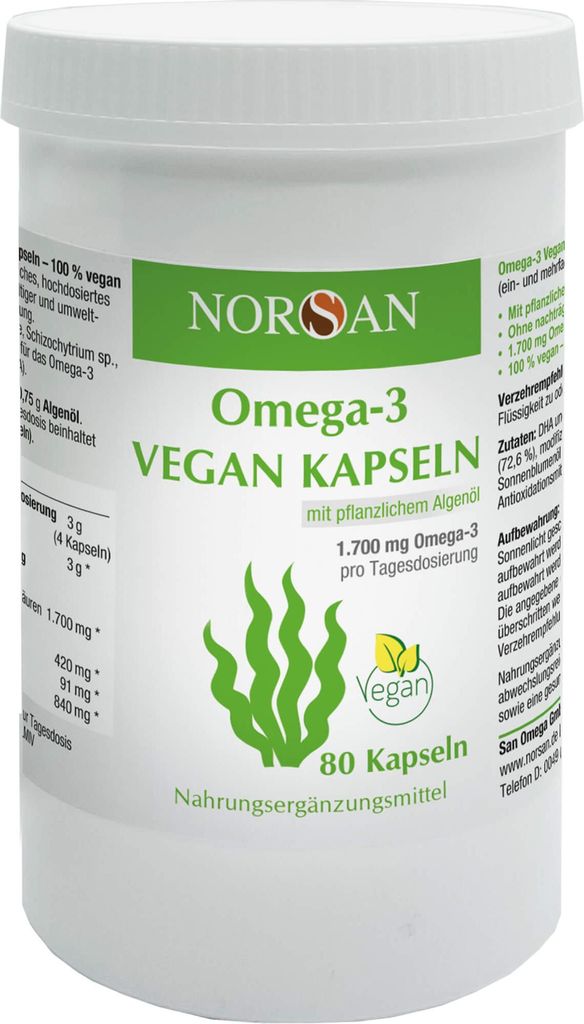 NORSAN Omega-3 Algenöl vegane Kapseln, 80 St. Kapseln Produktbild 