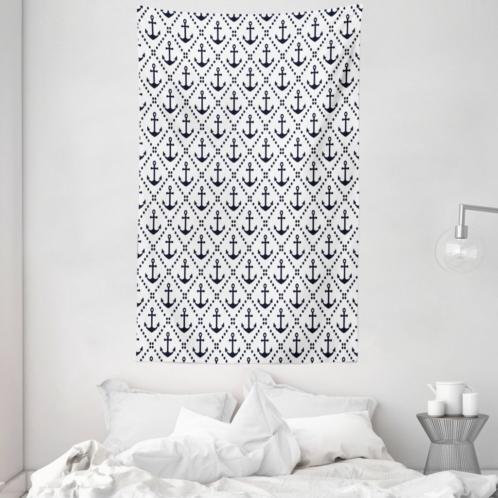 ABAKUHAUS Geometrisch Wandteppich und Tagesdecke, Seeanker Dots aus Weiches Mikrofaser Stoff Waschbar ohne Verblassen Digitaldruck, 140 x 230 cm, D...