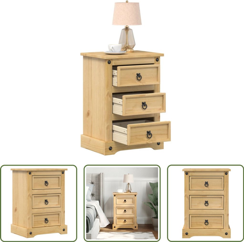 The Living Store Nachttisch Corona 45x35x64 cm Massivholz Produktbild 