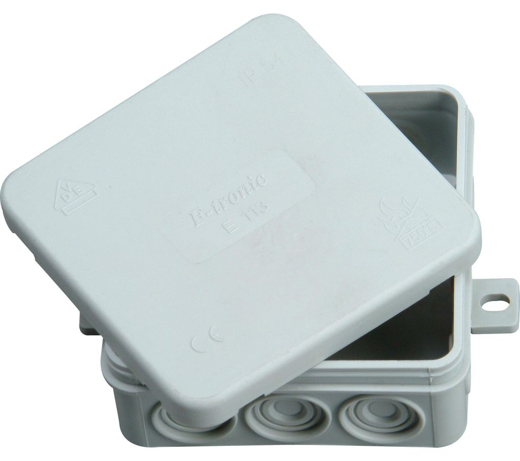 Abzweigdose, IP54, 2,5qmm, 85x85x40mm, grau, Kunststoff, Produktbild 