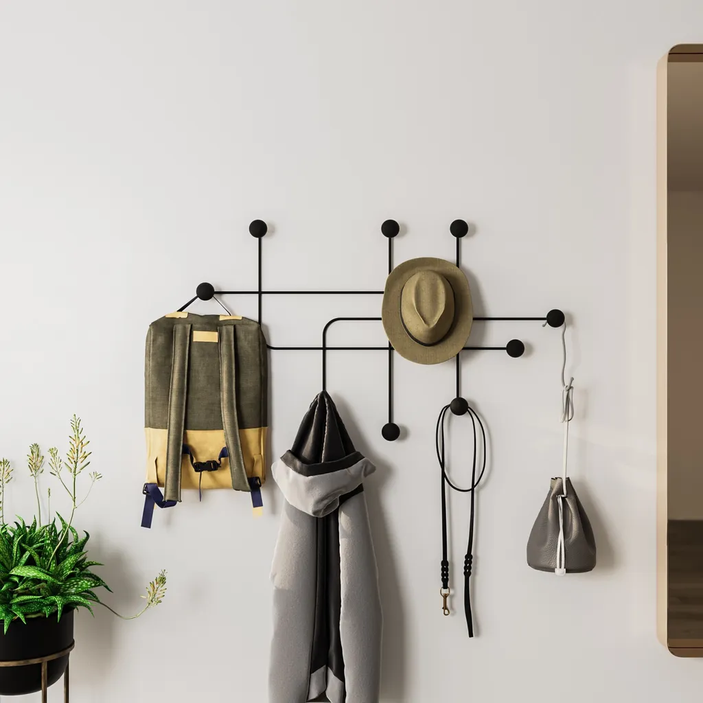 Wallity Samara 107cm Appendiabiti Metallo Nero - Robusto e Duraturo