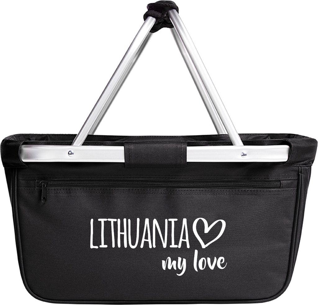Huuraa Einkaufskorb Lithuania my love 20 Liter Black faltbarer Tragekorb Geschenkidee