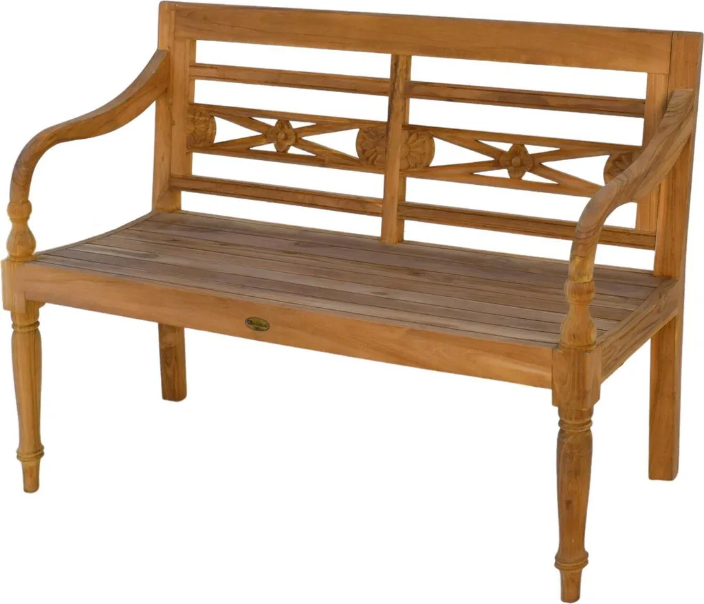 Banc de jardin Teako Design Aoste en teck massif résistant 120x50x85cm