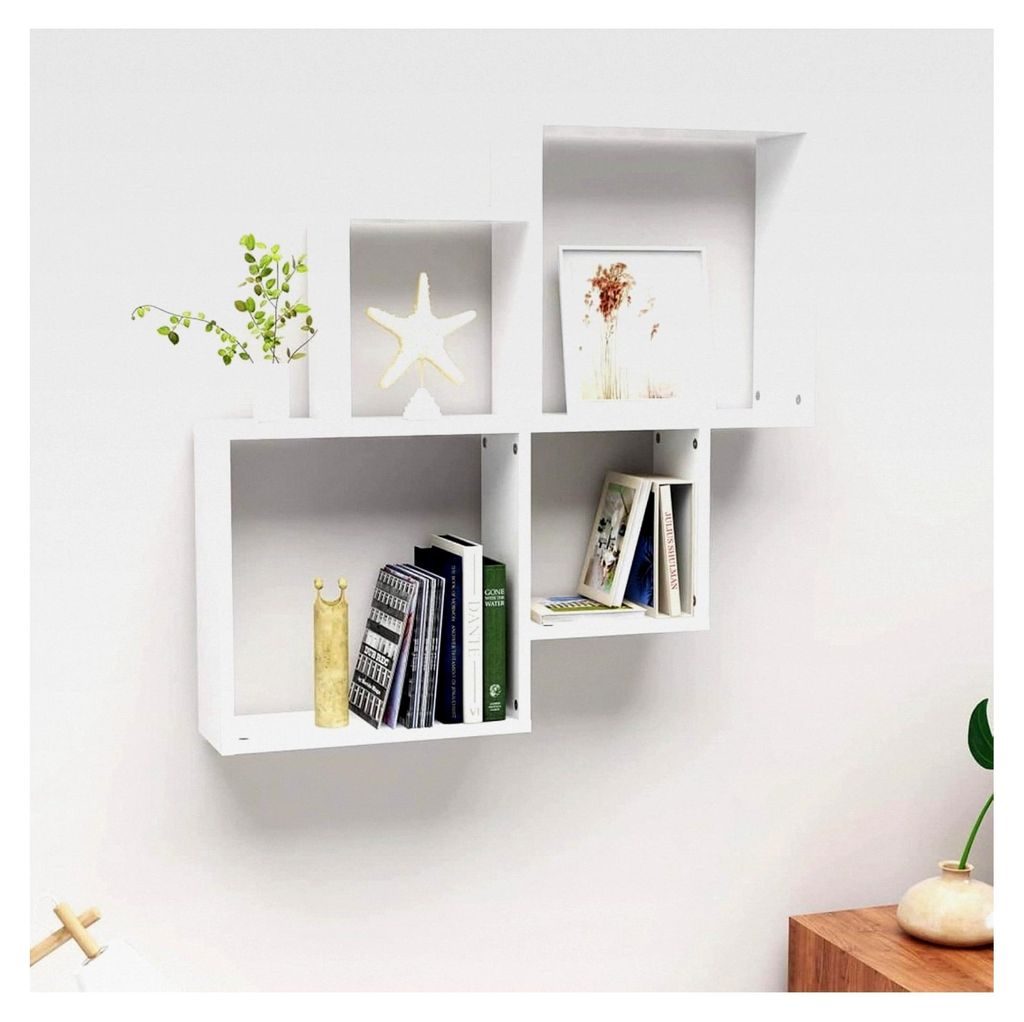 Würfelregal, Wandregal, Regalbrett, Wandboard, Bücherregal, Badregal, Weiß 80x15x78,5 cm