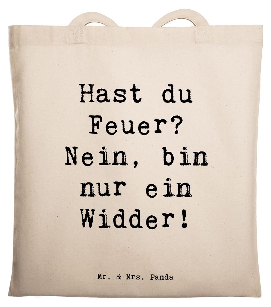 Mr. & Mrs. Panda Tote Bag Spruch Widder Feuer - Transparent - Geschenk, Sternzeichen, Feuerzeichen, Leidenschaft, Energie, Schultasche, Uni Tasche,...
