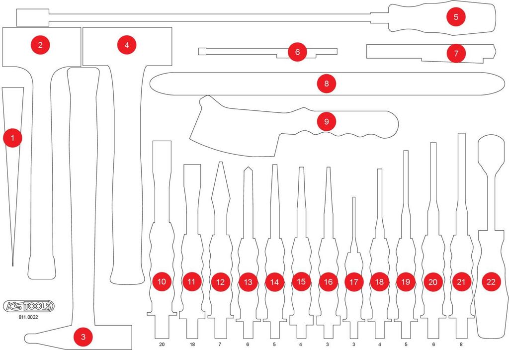 KS Tools  Leere Schaumstoffeinlage zu 811.0022, 811.0022-97 Produktbild 
