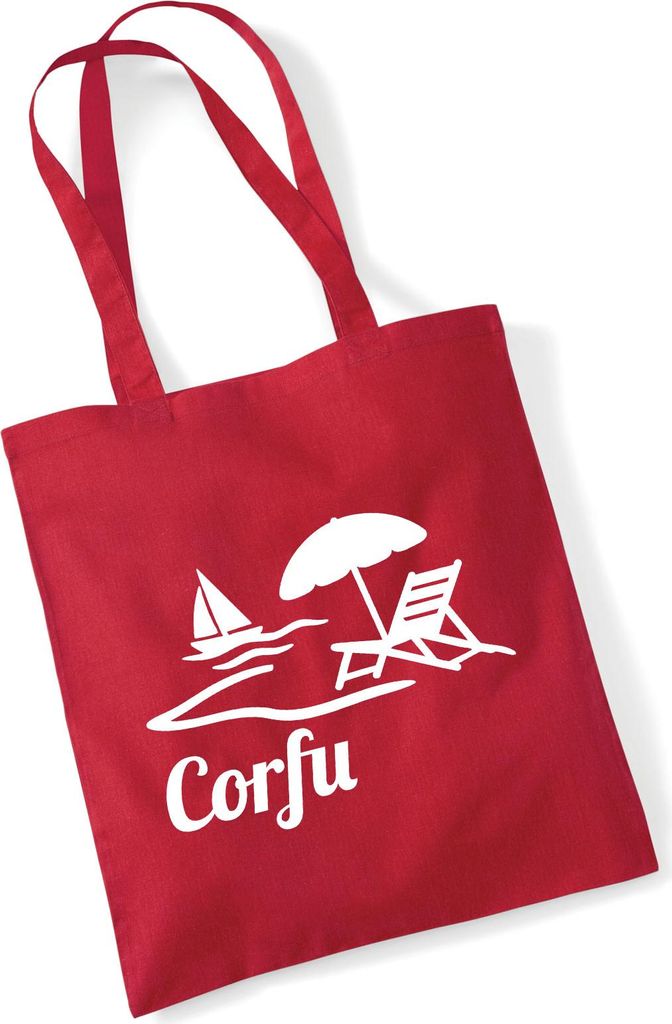 Huuraa Jutebeutel Corfu Griechenland 10 Liter Classic Red Baumwolle Tasche Geschenkidee