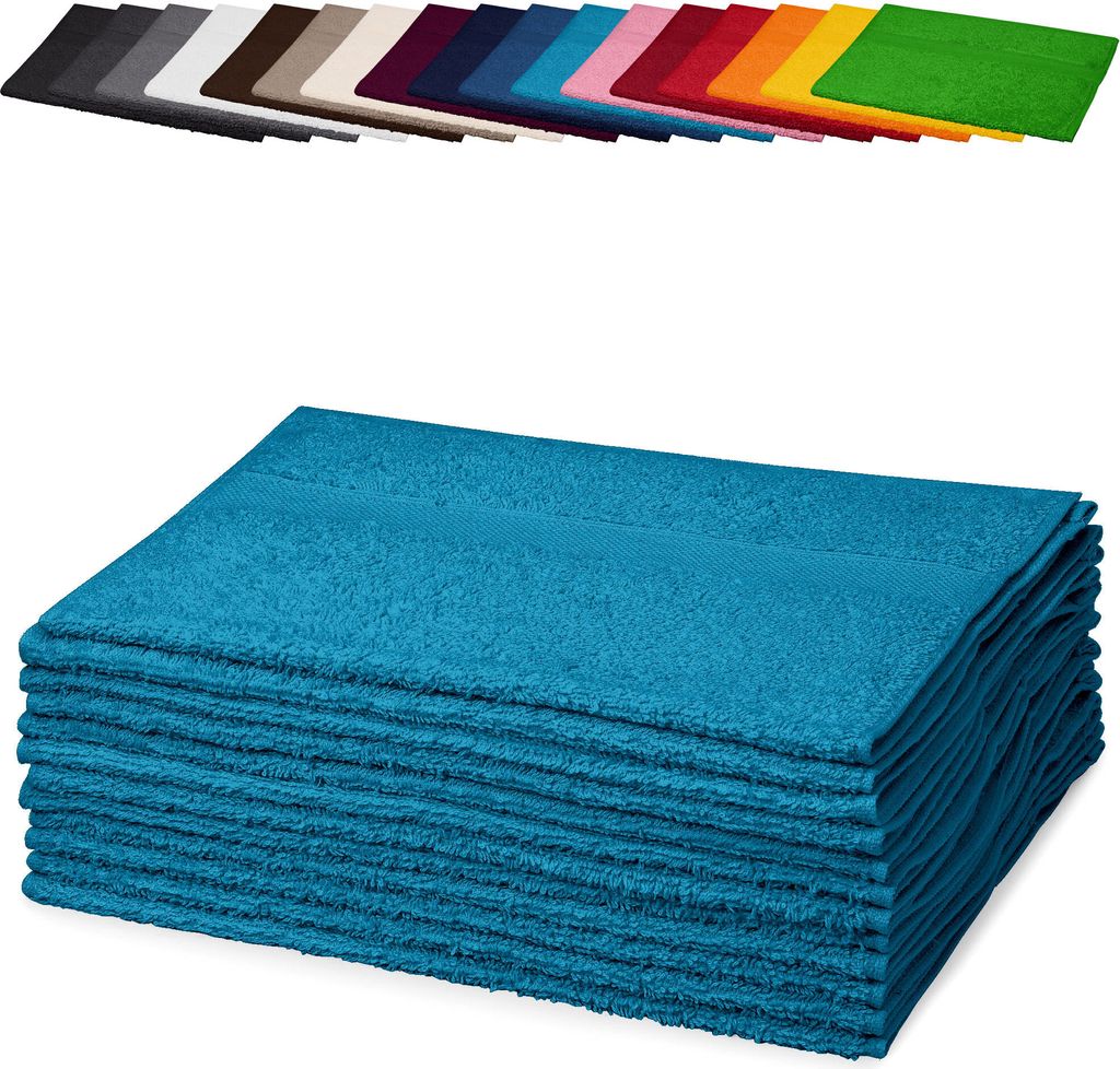 10er PACK Gästetücher 30x50 cm Gästehandtücher Kinderhandtücher Babyhandtücher 100% Baumwolle, Farbe: Türkis