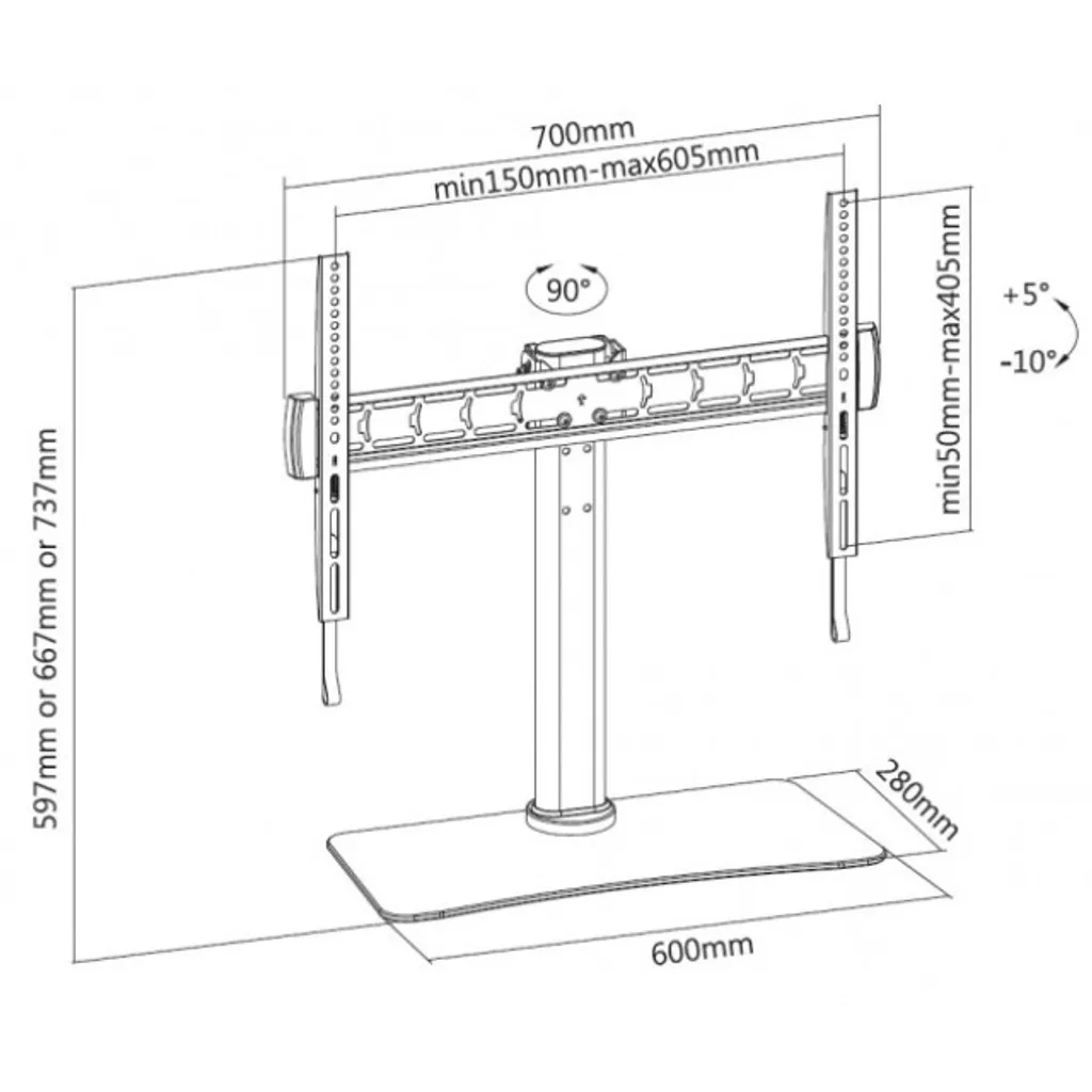 Support écran bureau orientable et inclinable pour moniteur 32-55 - 3