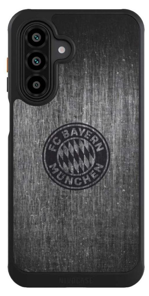 NIVOCASE Hülle für Samsung Galaxy A17 5G Handyhülle NIVOcore Case Schwarz FC Bayern München FCB Metallic Look