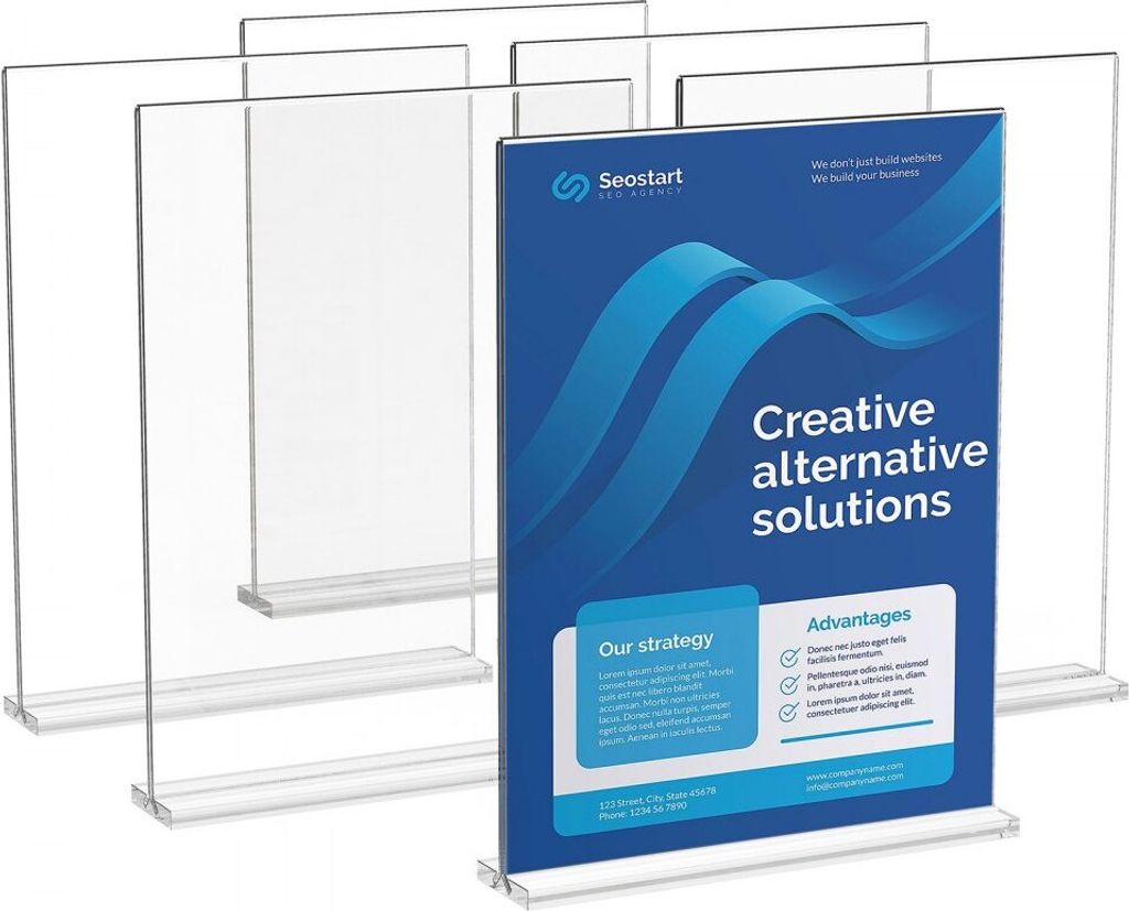 Doppelseitiger Werbeaufsteller - 6 Stk. Tischaufsteller Acryl-Schilderhalter - Ideal für Geschäfte und Messen - Hochwertige Werbung