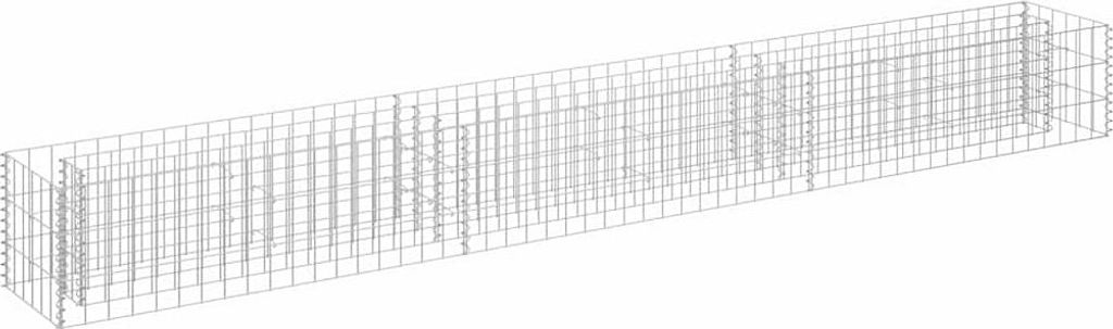 A wireframe 3D model of a gabion planter.