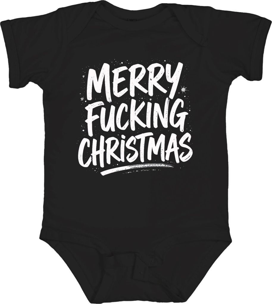 Merry Fucking Christmas Weihnachten frech sarkastisch Geschenk Unisex Baby Body, Schwarz, 3/6