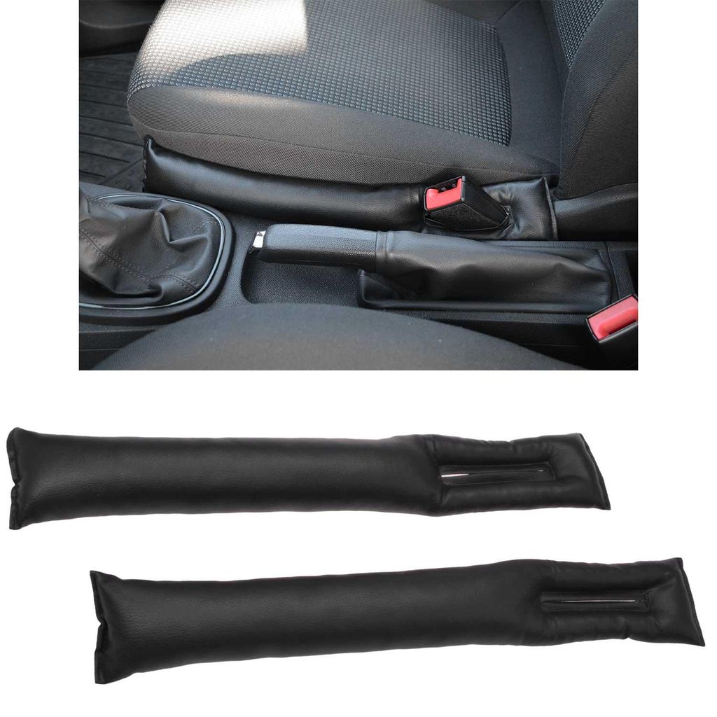 2x Autositz Lückenfüller Kunstleder Schwarz Polster Sitz Mittelkonsole Auto PKW – Produktansicht