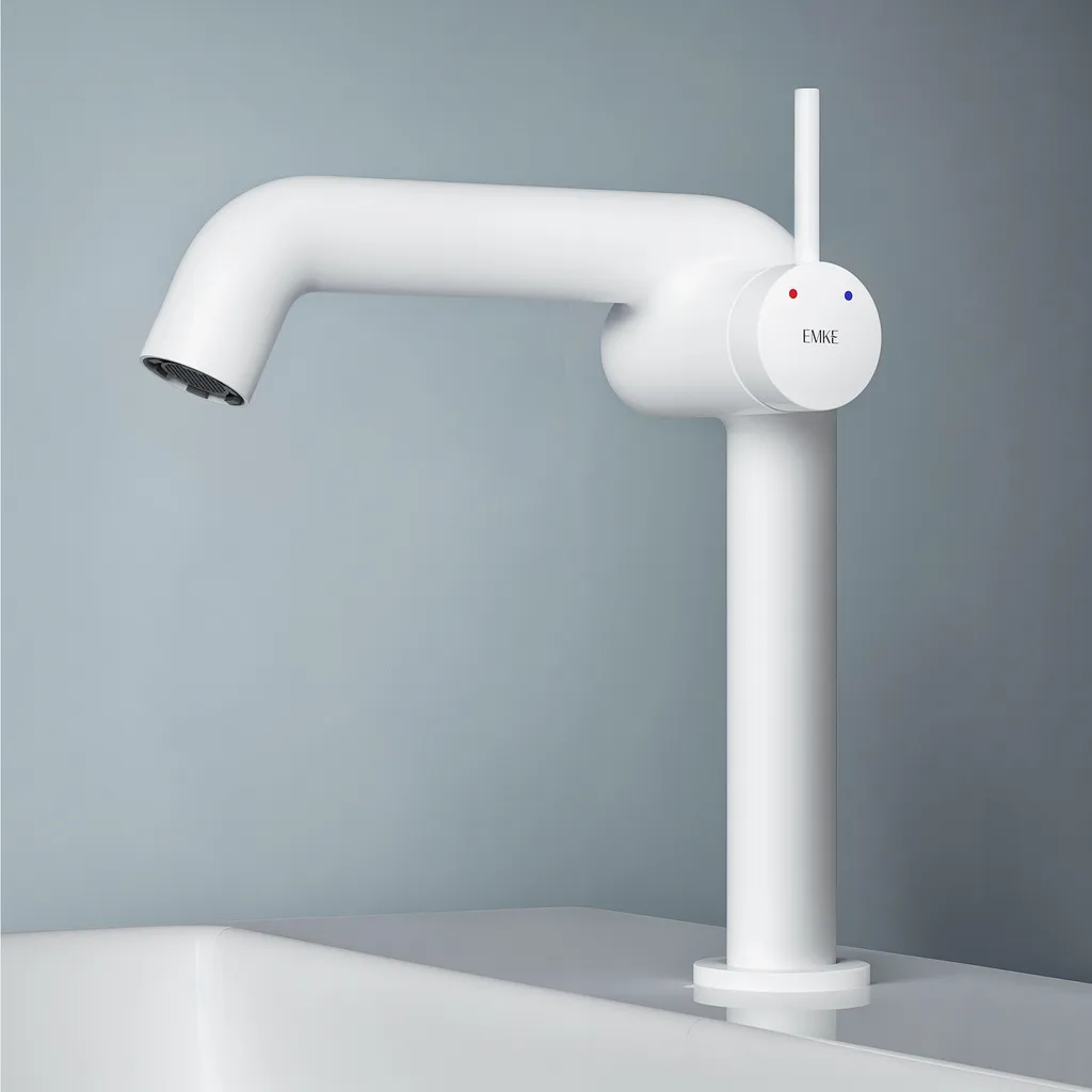 Mitigeur Lavabo en Laiton sans Plomb avec Protection Anti-corrosion Blanc