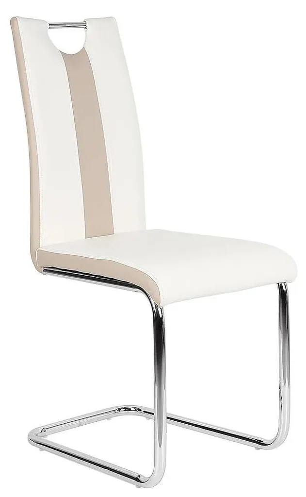 Chaise design confortable assise rembourrée beige et blanc salon 85cm