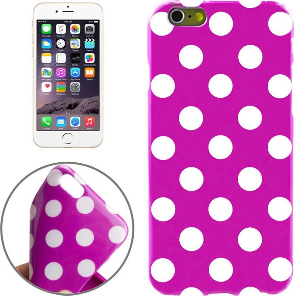 TPU Backcover Hülle gepunktet für Handy Apple iPhone 6 Plus Lila / Violett / Weiß