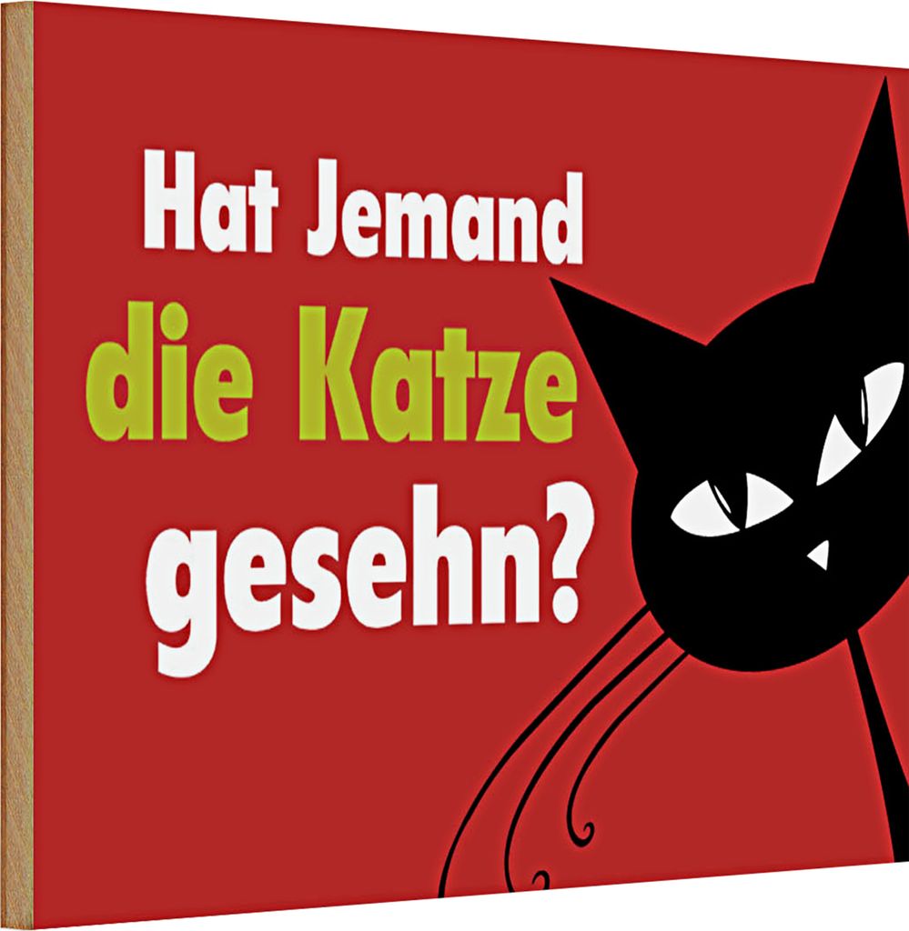 Holzschild Spruch 30x20cm hat jemand Katze gesehn