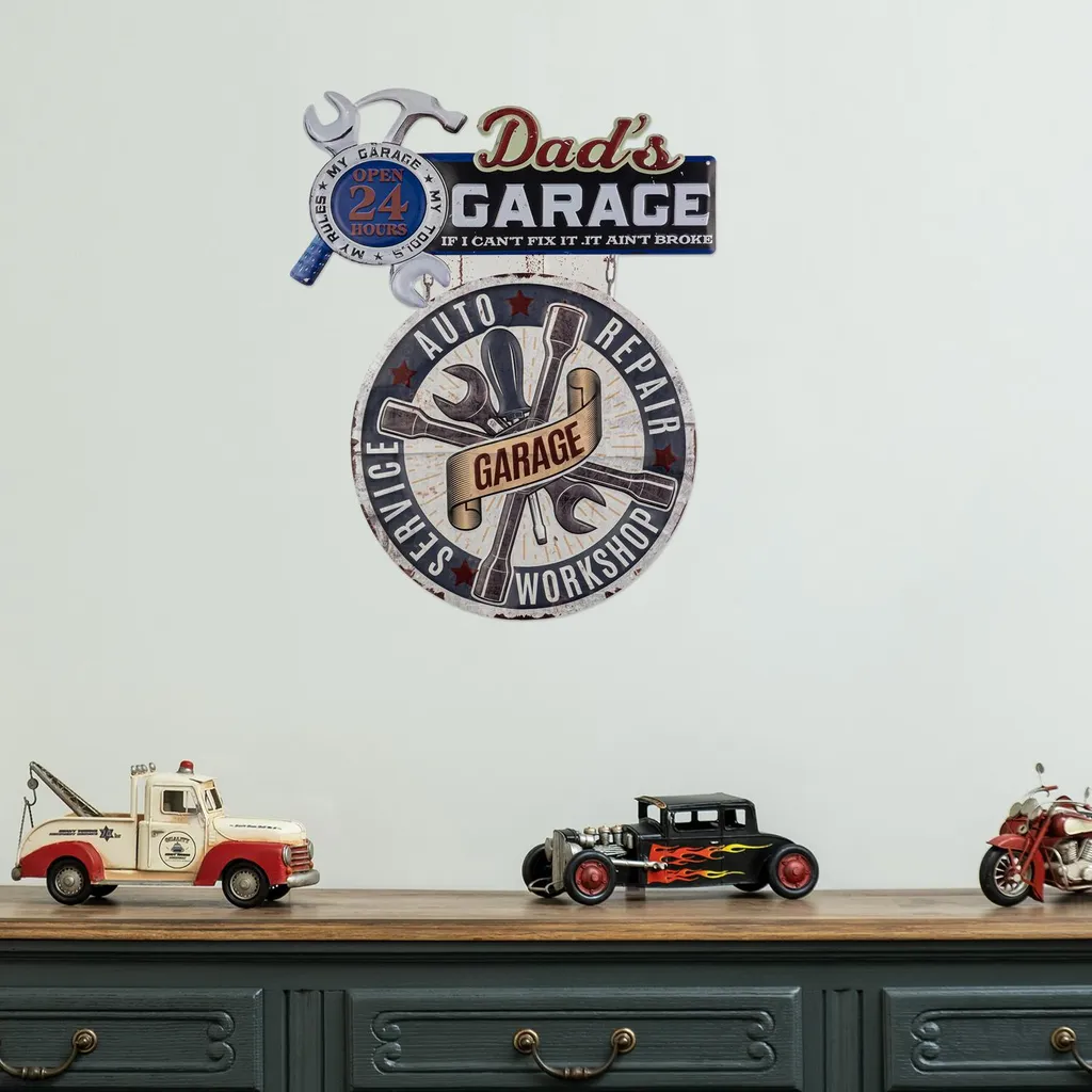 Moritz Targa In Metallo Vintage 46x46 Cm, Motivo Pin Up Con Candela Accensione, Decorazione Da Parete Retro Per Garage, Officina, Soggiorno