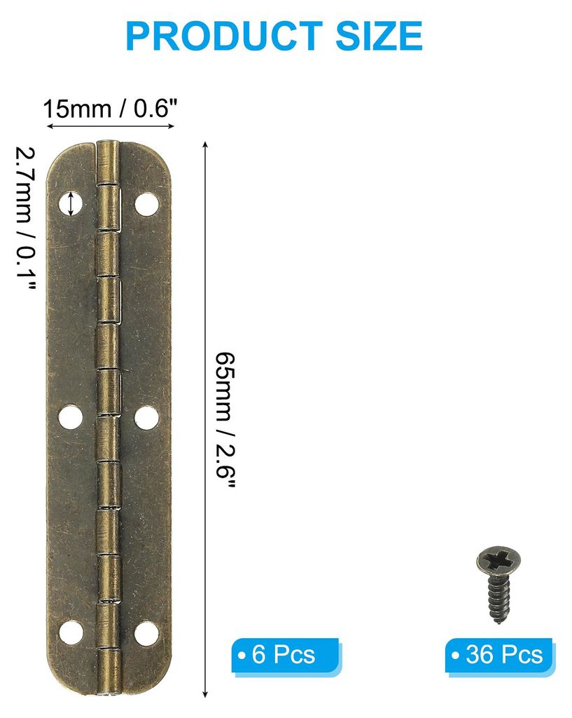 6 Stš¹ck Mini Scharniere Klappbar 180 Grad, 65x15mm Metall Scharnier Steckverbinder mit Schrauben, Kleine Klappscharniere Braun Tš¹rscharniere ...