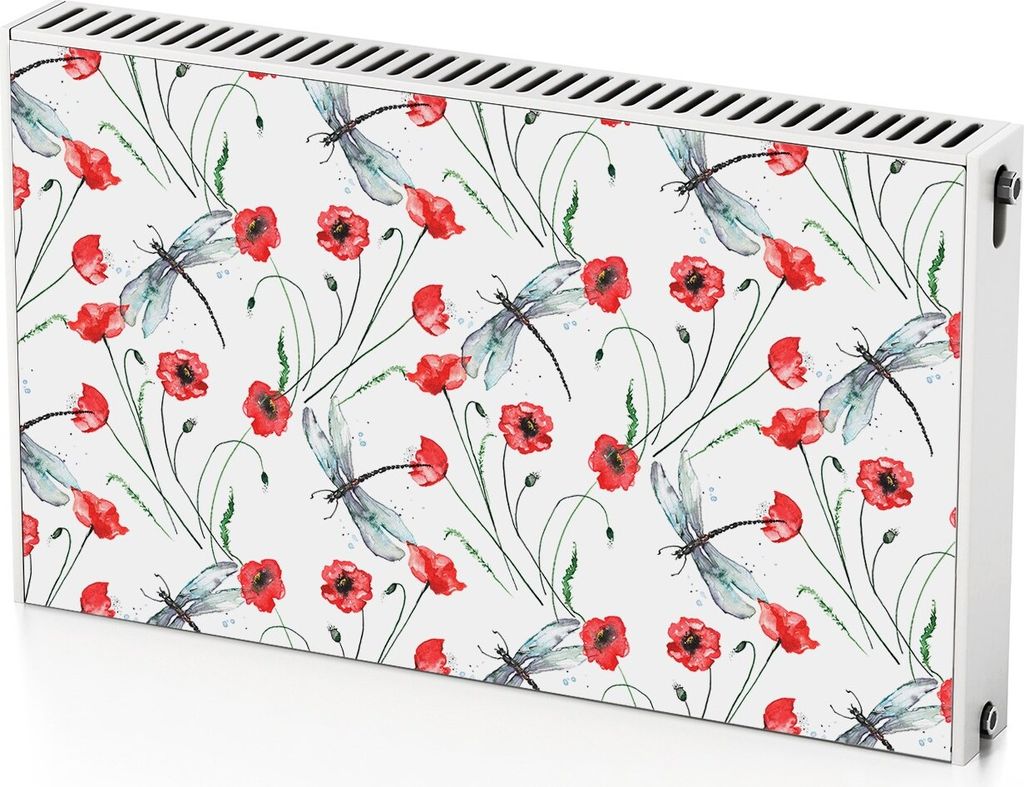 Mohnblumen – Magnetische Heizkörperabdeckung – 100x60 cm – Magnet Heizkörperabdeckung – 3D Würfel – Heizkörperverkleidung – Magneti...