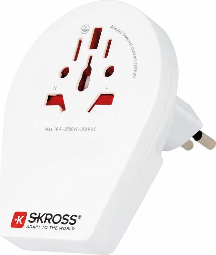 Skross, Reiseadapter 2×USB-A für China/Italien/Brasilien kompakt, Weiß