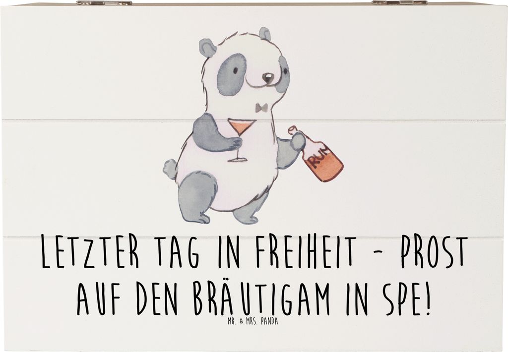 Mr. & Mrs. Panda Holzkiste Junggesellenabschied Feier 22 x 15 cm - Weiß - Geschenk, schatztruhe, fotobox, Hochzeit, Erinnerungsbox, Holzbox mit De...
