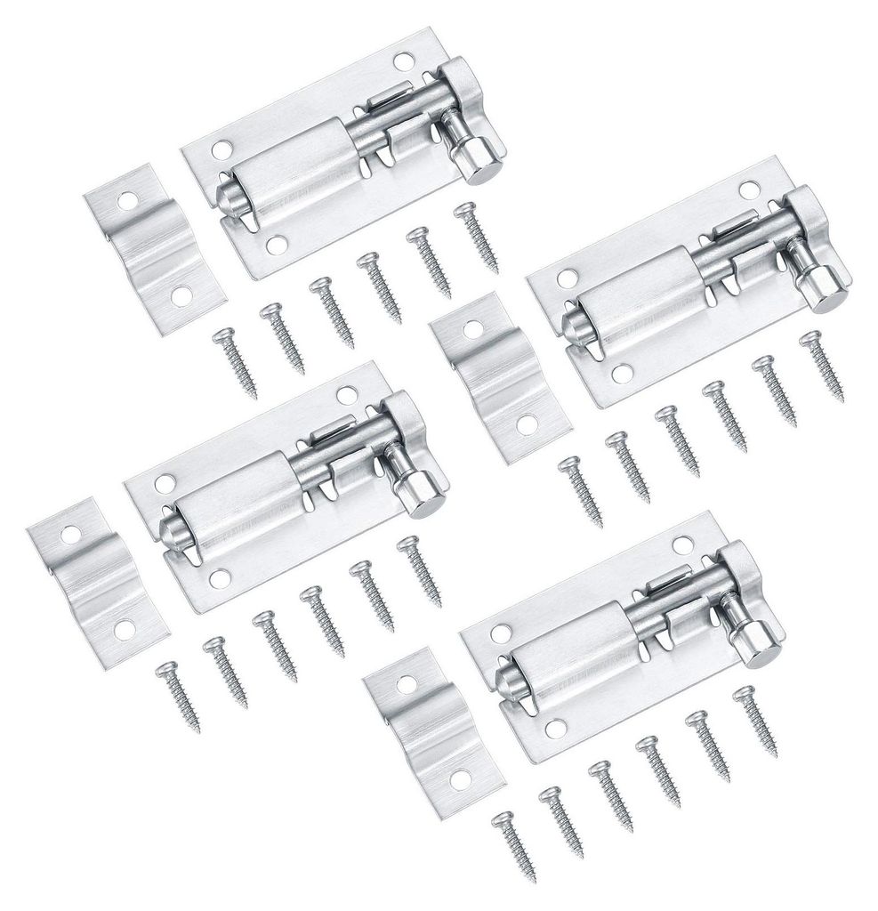4-teiliges Set Riegelschlösser, Edelstahl, Holz, für Gartentore, Türen, Badezimmer, Schuppen, Toiletten, Schnappverschlüsse (7,6 cm)