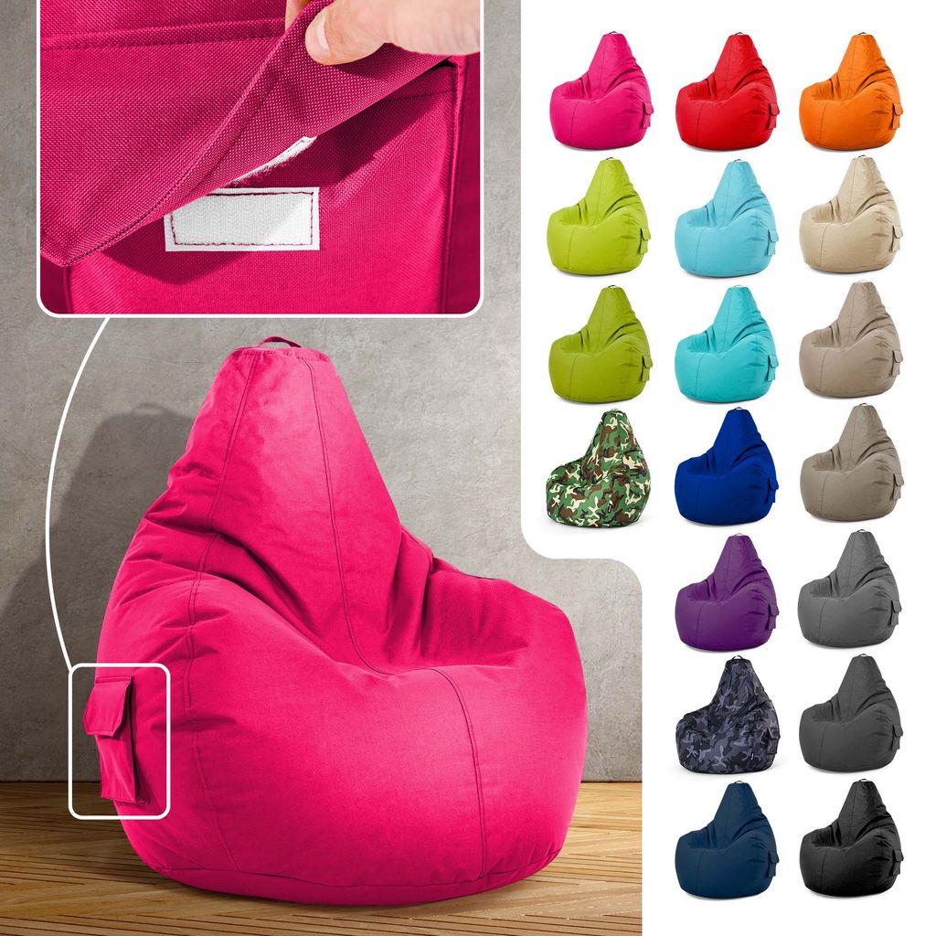 Green Bean Sitzsack mit Rückenlehne "Cozy" 80x70x90cm - Gaming Chair mit 230L EPS Perlen Füllung - Pink