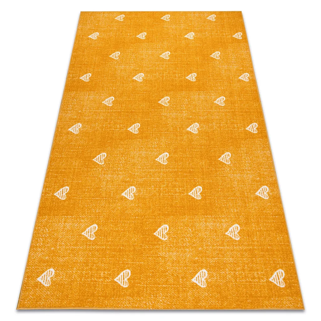Grand tapis de couloir enfant cœurs orange HEARTS Jeans 100x300 cm