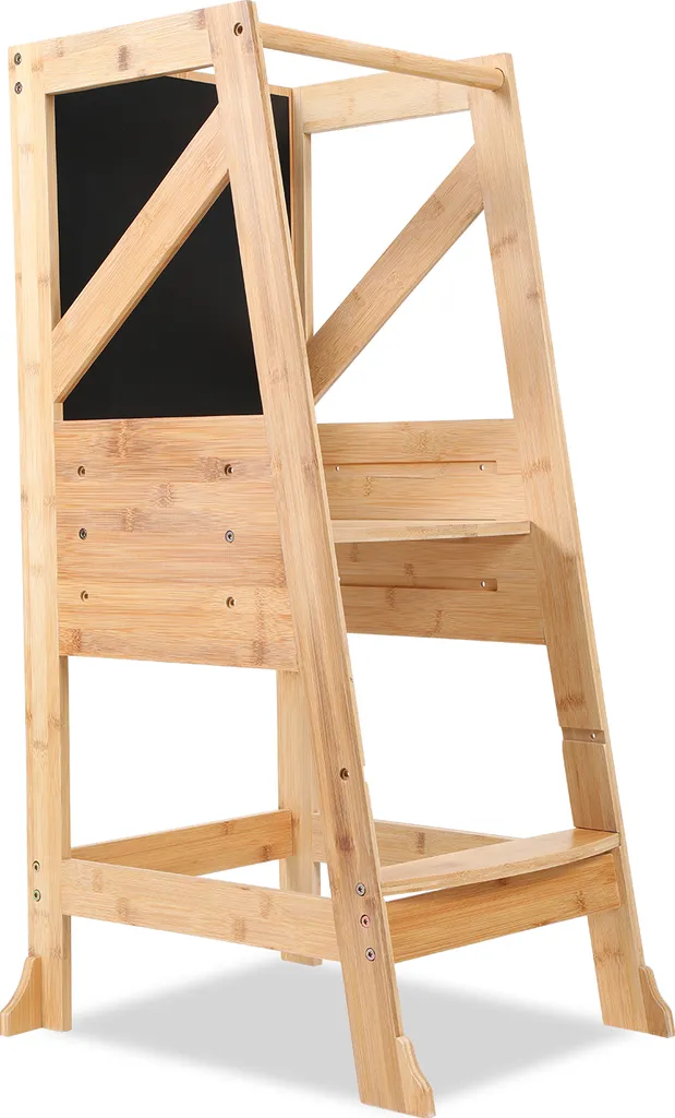 Marchepied Montessori Ajustable en Bois - Tour d'Éveil Charge 70 kg