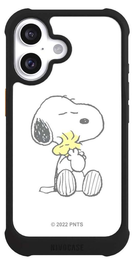 NIVOCASE Hülle für Apple iPhone 16 Stoßfeste Handyhülle NIVOmax Case Schwarz Liebe Peanuts Snoopy
