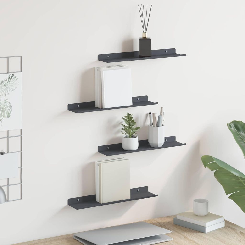 "Schlussverkauf" Schwebendes Regal 4 pcs - Anthrazit 40x9x2,5 cm Stahl - Wandregale C567