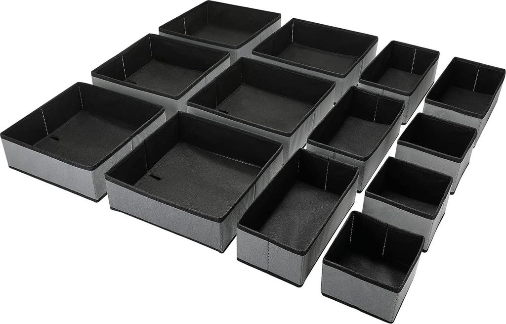 Faltbare Lade-Organizer für Unterwäsche - 13 Stück Lade-Kasten Trennwürfel - Grau