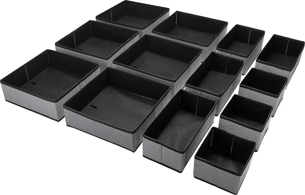 Séparateur de dressing pliable 13 cubes gris - Rangement textile modulable
