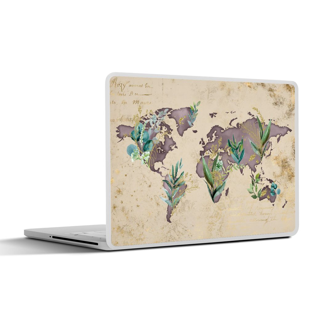 MuchoWow Laptop Aufkleber Sticker Cover Weltkarte - Vintage - Gold 30x22 cm - Laptop-Sticker