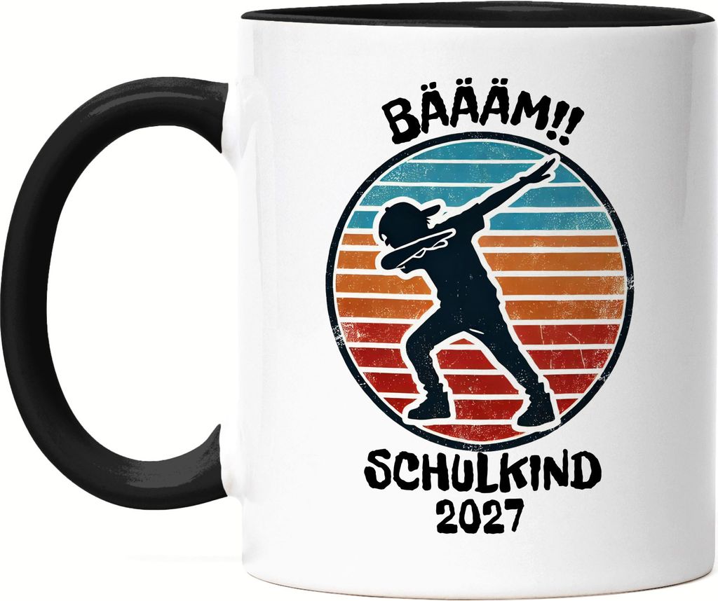 Bääm! Schulkind 2027 Tasse Schwarz Einschulung Geschenk Schulanfang Schule