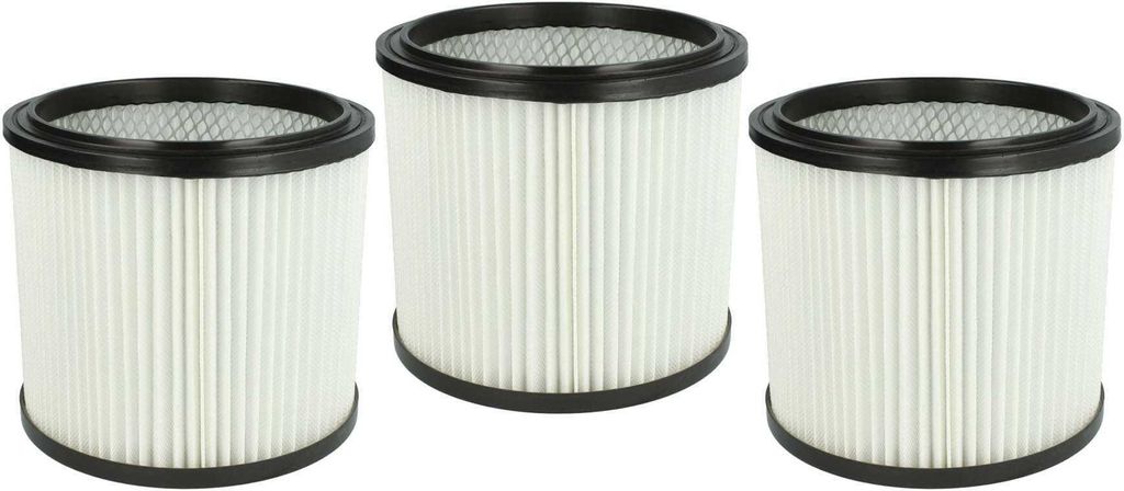 vhbw 3x Faltenfilter kompatibel mit Aqua Vac Hobby 33, 1000, 36, 44, 11, 22, 24 Staubsauger - Patronenfilter Weiß