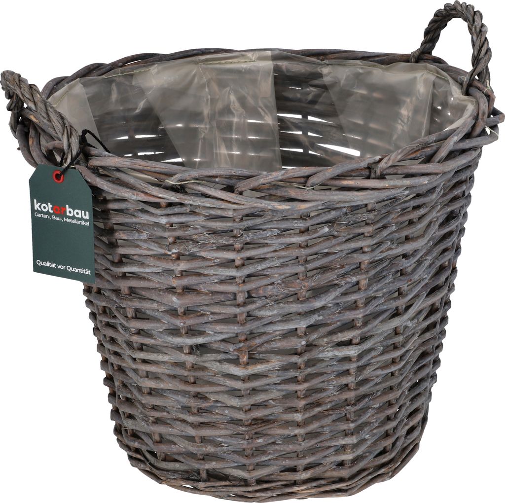 KOTARBAU Blumentopf geflochten Korb geflochten Weidenkorb für Blumen 38 cm Flechtkorb Weidentopf Übertopf Rustikal Graphit
