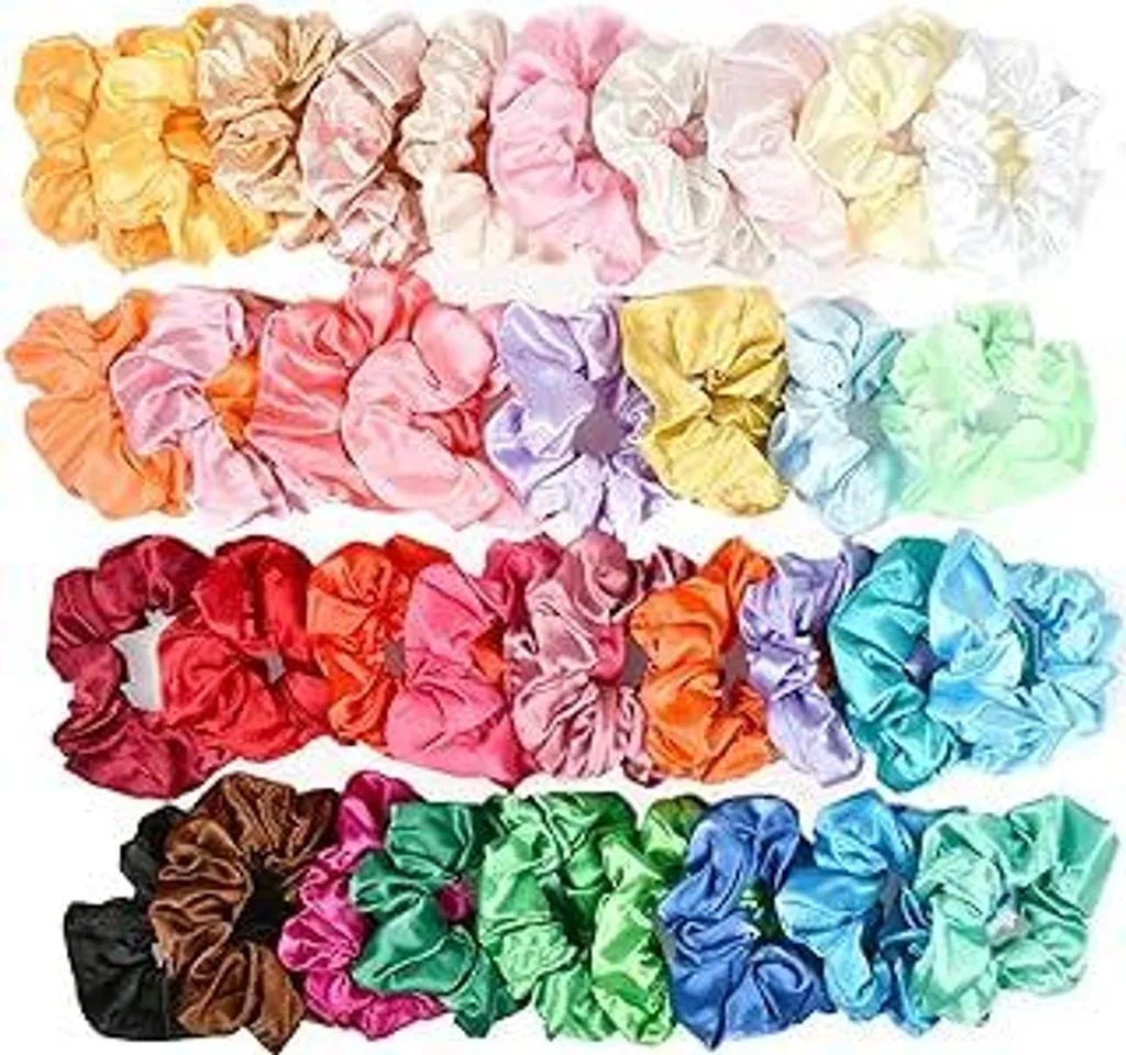 Scorta 36 Elastici Capelli Seta: Scrunchies Morbidi per Famiglia