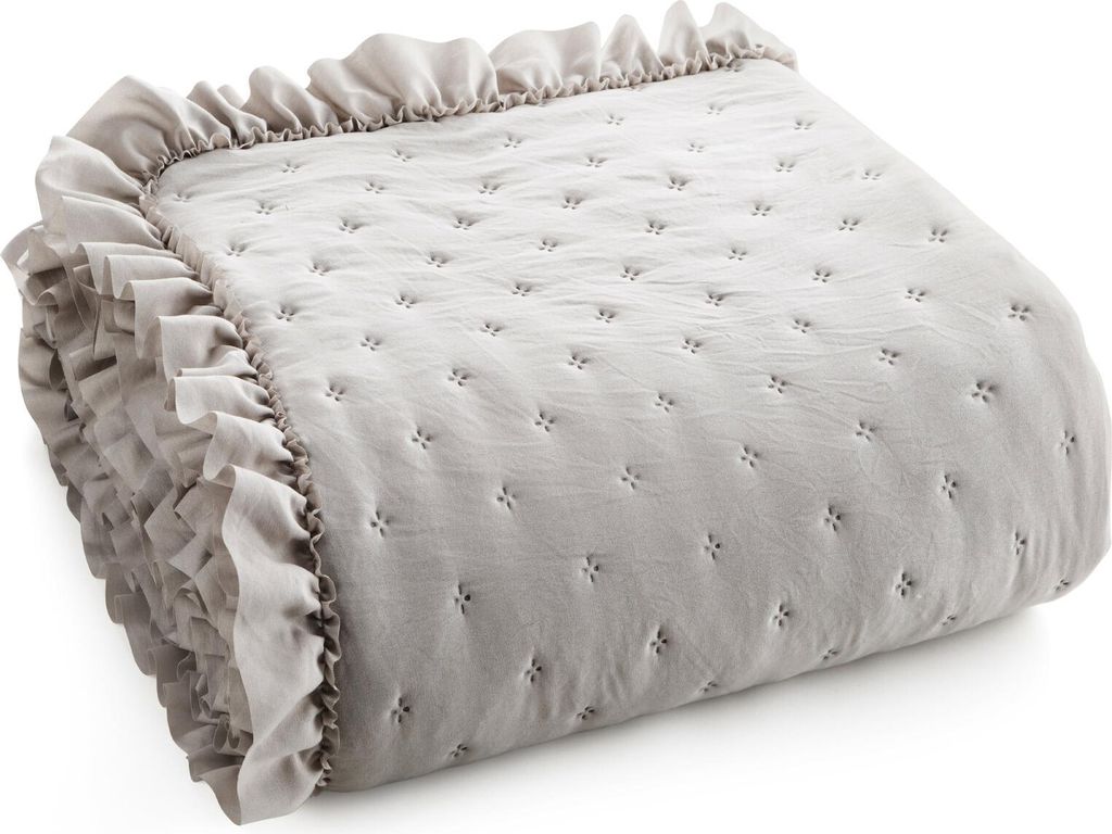 Copriletto romantico con volant LIBI3 beige 170X210 cm Immagine del prodotto 