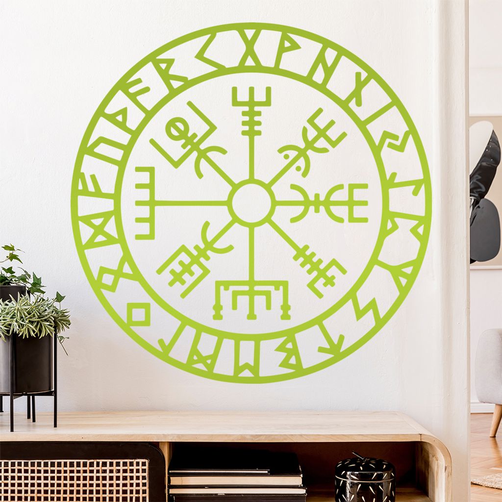 Wikingerkompass Runen Wandtattoo Wandaufkleber Wall Sticker - Dekoration, Küche, Wohnzimmer, Schlafzimmer, Badezimmer