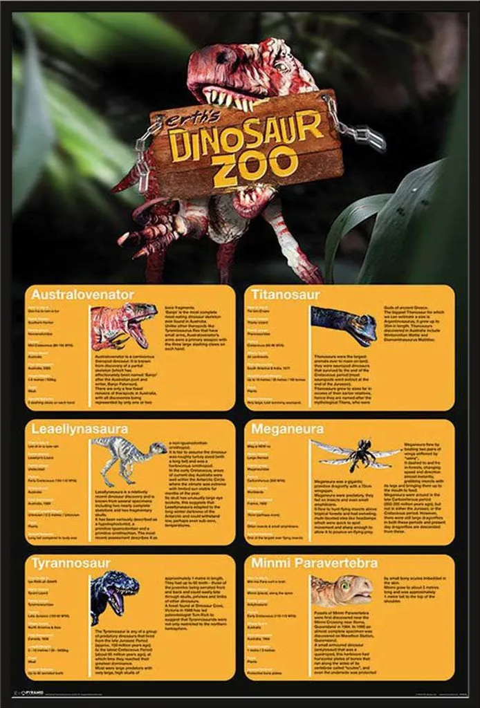 Affiche dinosaures Erths sous cadre acrylique noir anti-casse Shinsuke