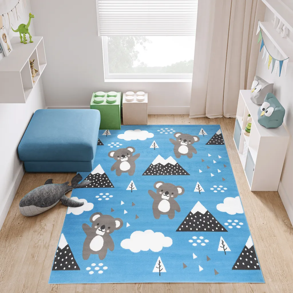 Tapis Moderne Bleu 140 x 200 cm : Douceur et Confort pour Chambre à Coucher