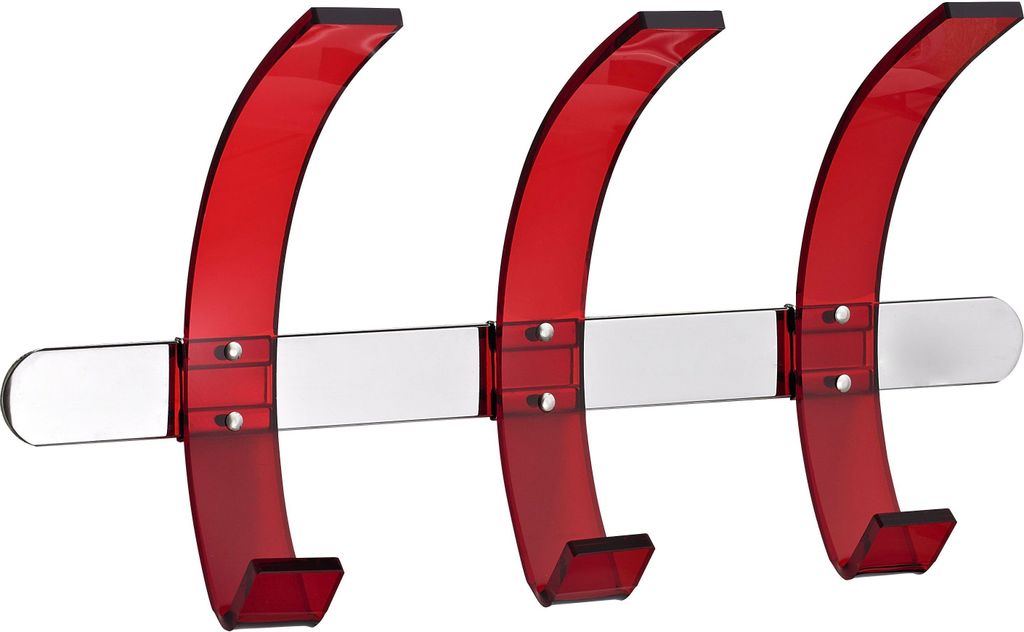 Alco Wandgarderobe Leiste Metall Haken Acryl rot 37x9,5x20cm silber