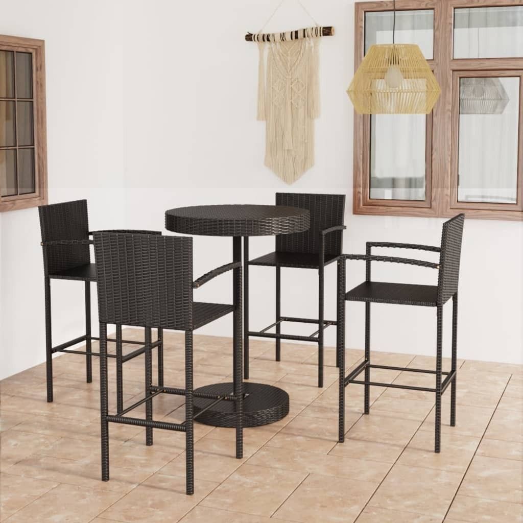 Maison Exclusive - 5-tlg. Gartenbar-Set Poly Rattan Schwarz