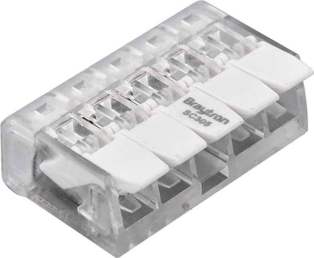 40er Verbindungsklemme 5-fach mit Hebel | COMPACT Kabelverbinder mit Hebeln für alle Leiterarten weltweit