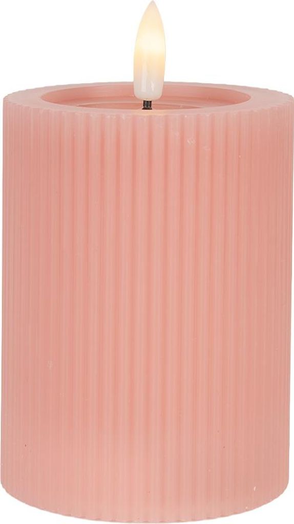 Clayre & Eef LED-Kerze Ø 8x13 cm Rosa Wachs