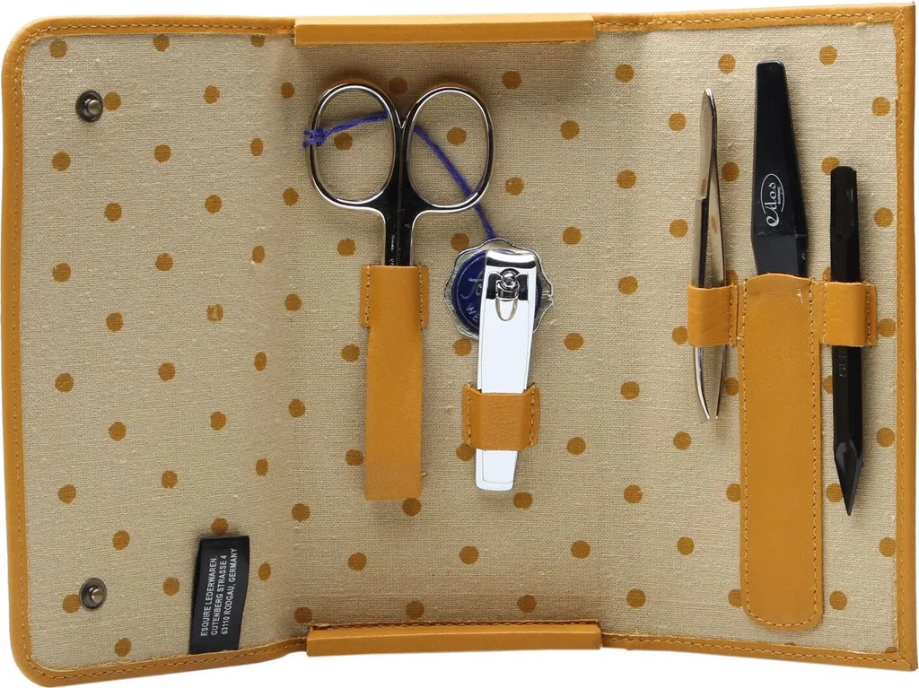 Esquire Peru Set de Manucure 5 Pièces Curry Orange en Cuir Véritable - 4